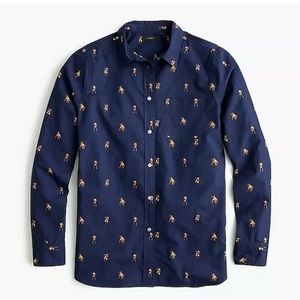 J Crew boxer dog print collared shirt